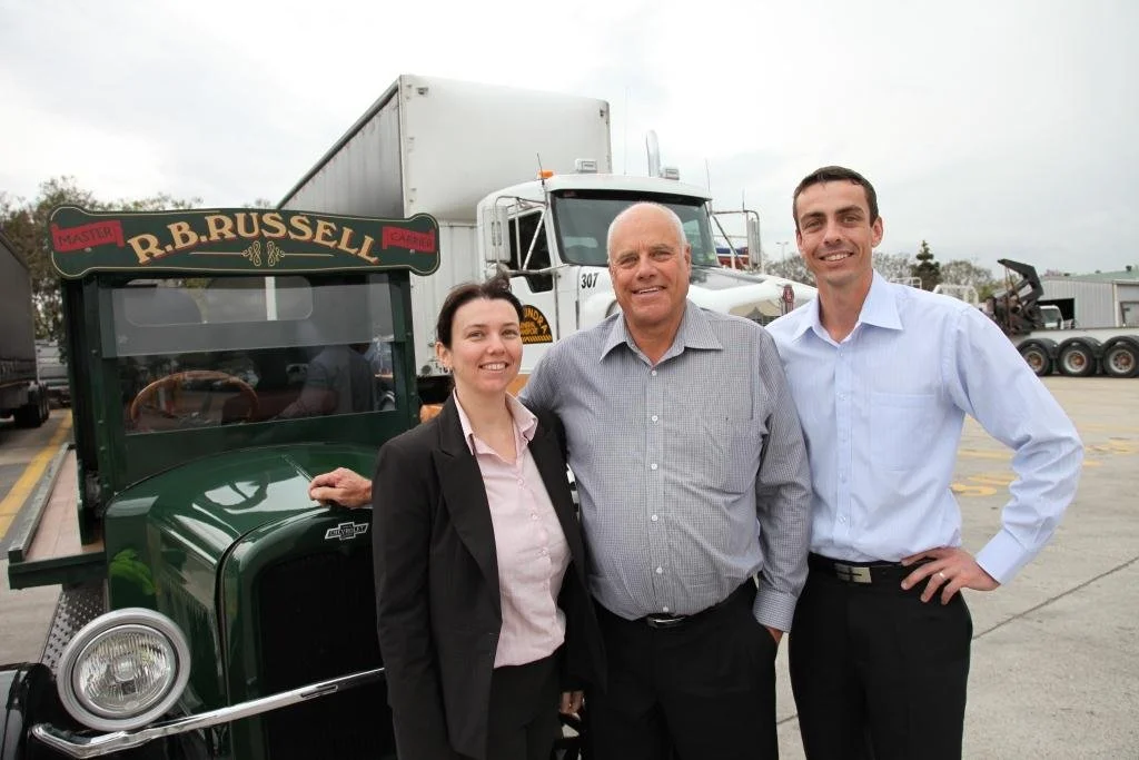 Phil Russell with Ken and Julie and restored chev.jpg