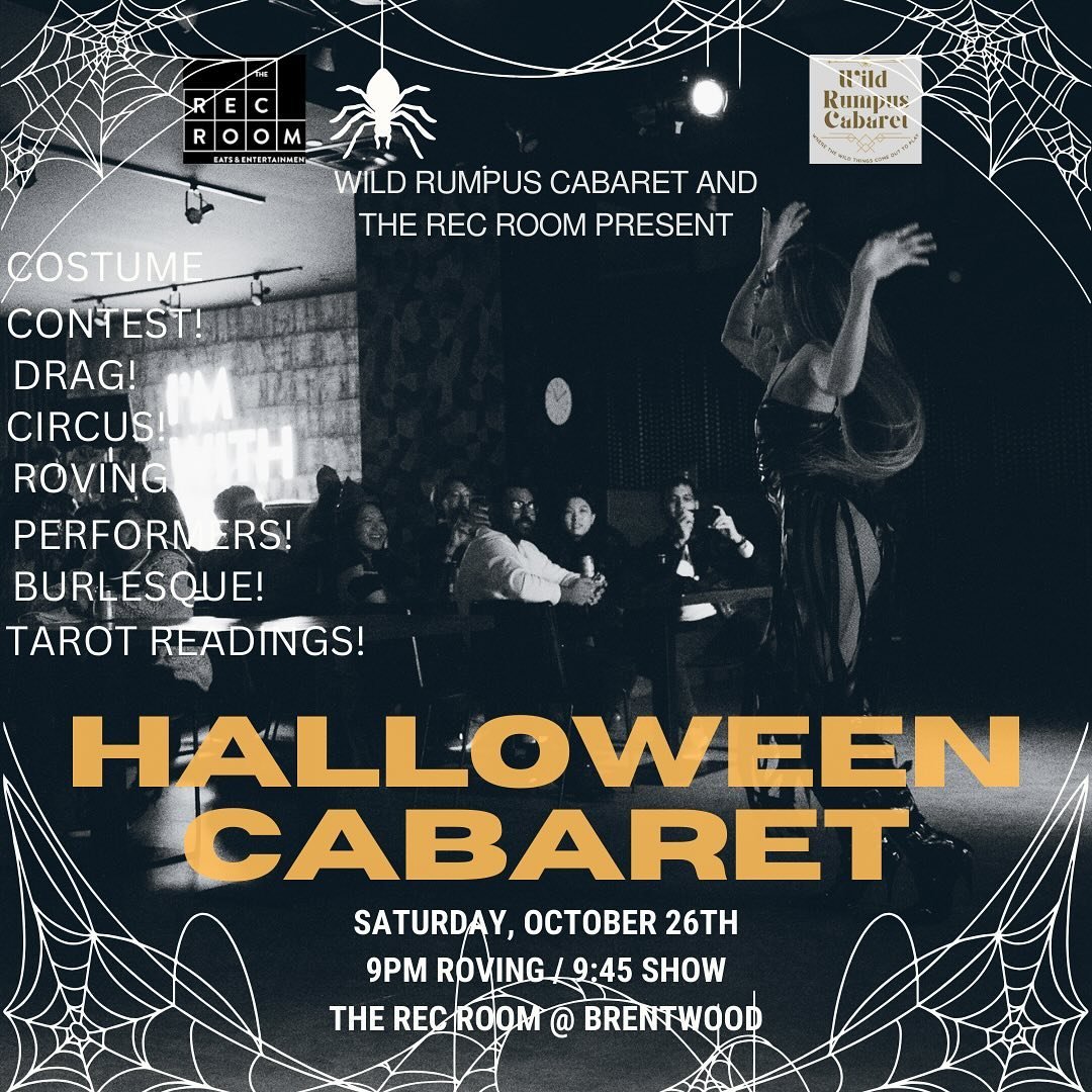 If you&rsquo;re looking for plans this Halloween weekend, look no further! 

Wild Rumpus Cabaret &amp; The Rec Room present

Halloween Bash

🎃 The Dark Carnival Cabaret: Halloween Cabaret at the Rec Room! 🎃

Get ready for a night of spine-tingling 