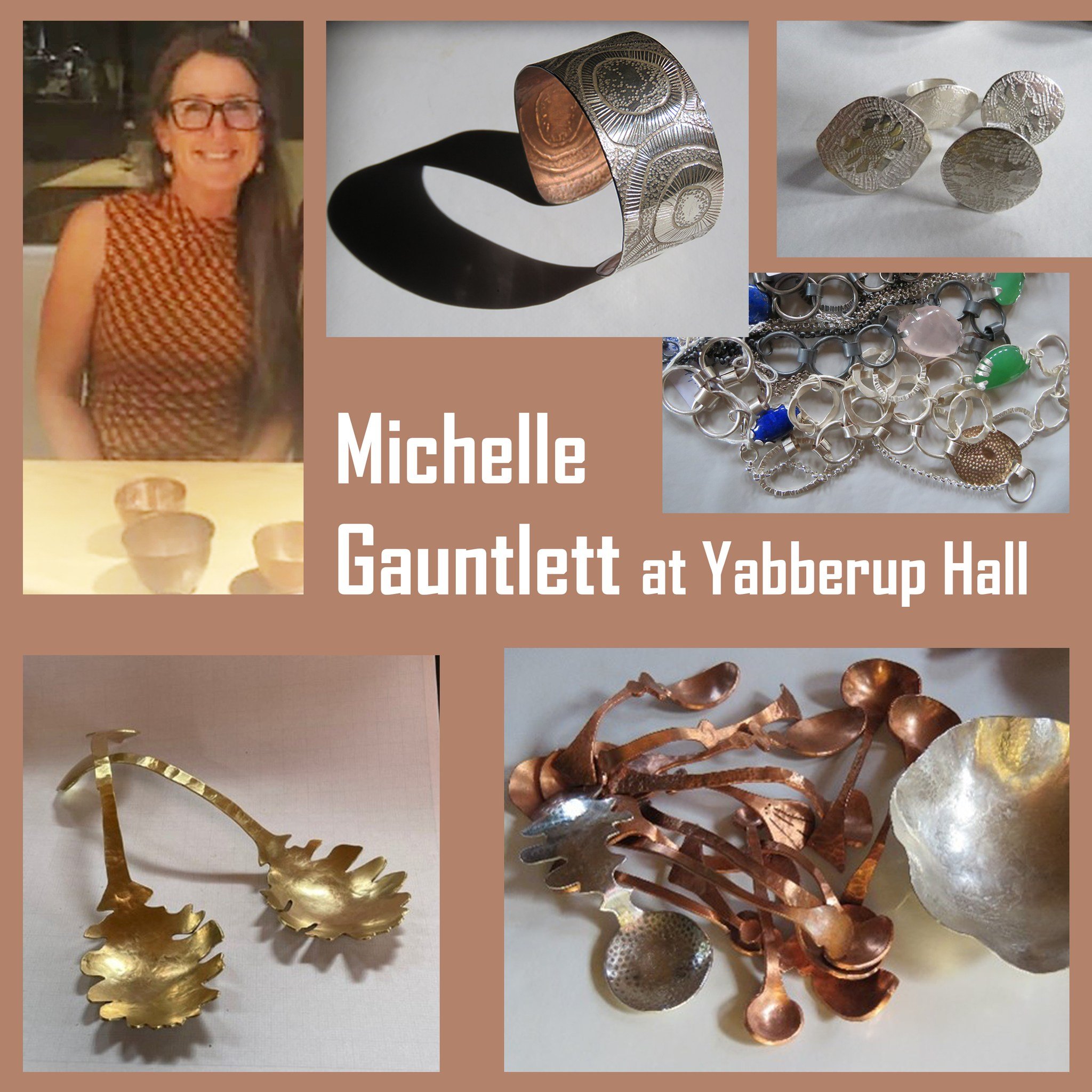 Silversmith MICHELLE GAUNTLETT  will have her stunning hand made rings, bangles chains, serving and condiment spoons in silver and copper at YABBERUP HALL during THE PRESTON VALLEY ARTISAN TRAIL on 4 &amp; 5 November.
Michelle  be joined by silversmi