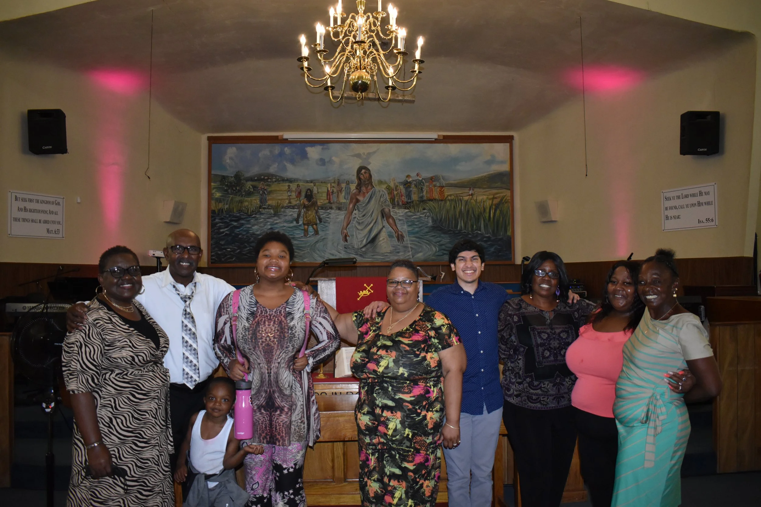 (left to right) First Lady Glasco, Rev. Rhodell Glasco, King, Samaria, Sarah, me, Sylvia, Lashandra, Debbie