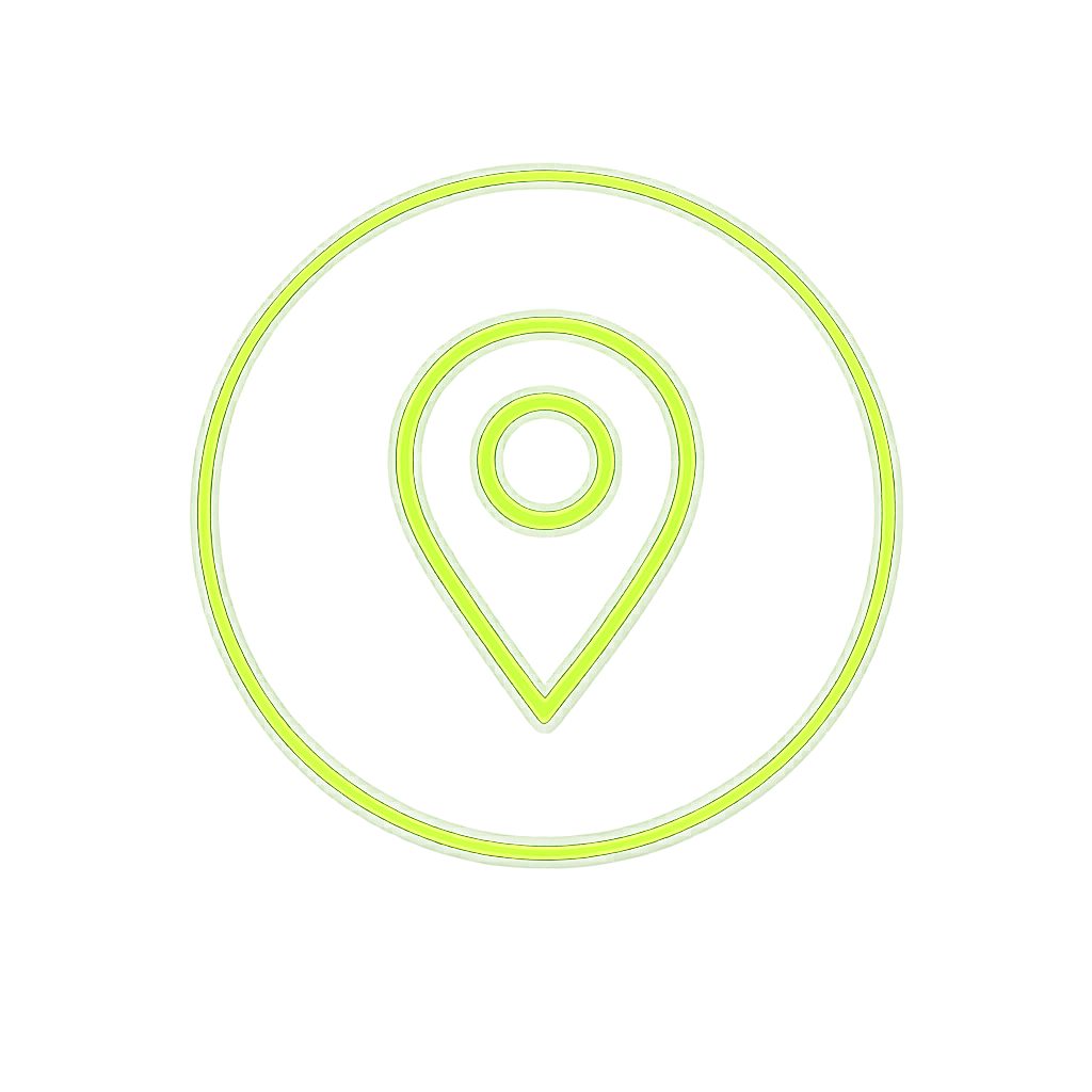neon green map pin icon indicating location or navigation