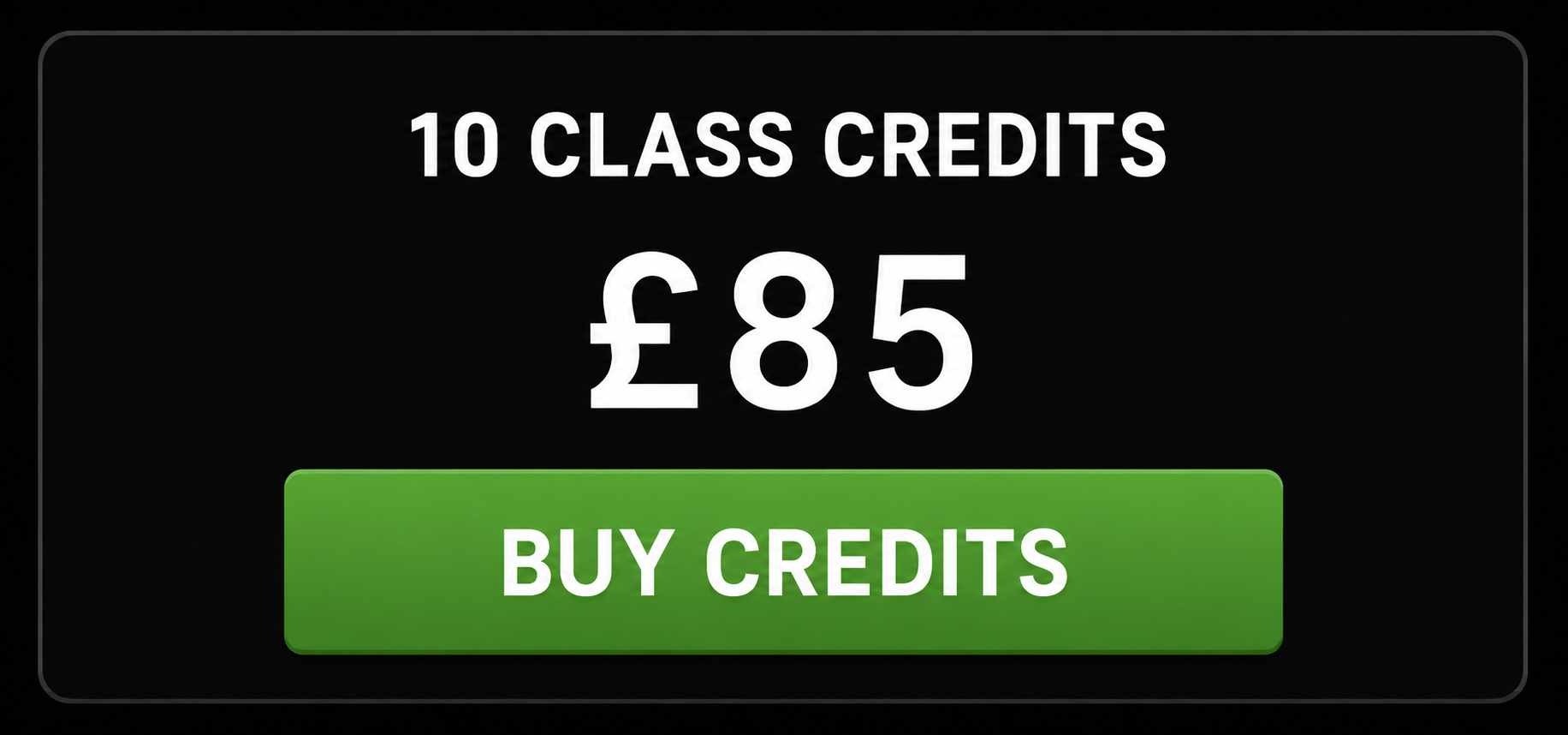 Pantheon Plymouth 10 class credits package for £85 with a green 'Buy Credits' button, offering flexible access to gym classes without a membership commitment.