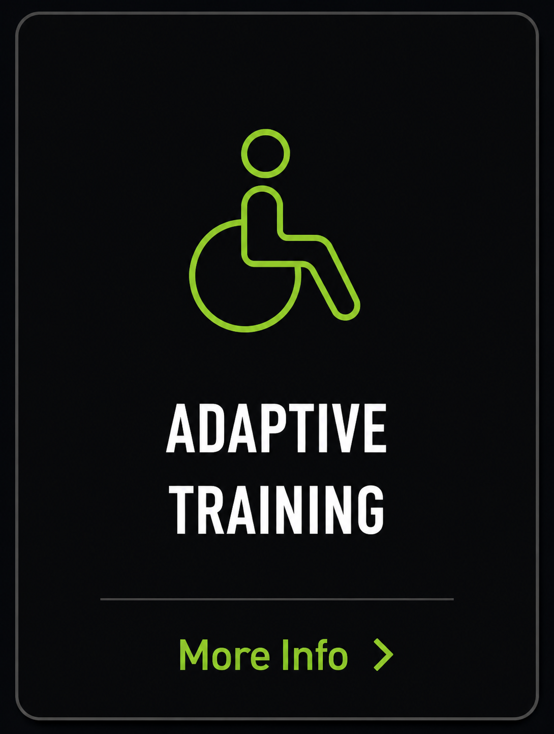 This image shows a green membership icon, directing individuals to learn more about  adaptive training and inclusivity at Pantheon Plymouth.