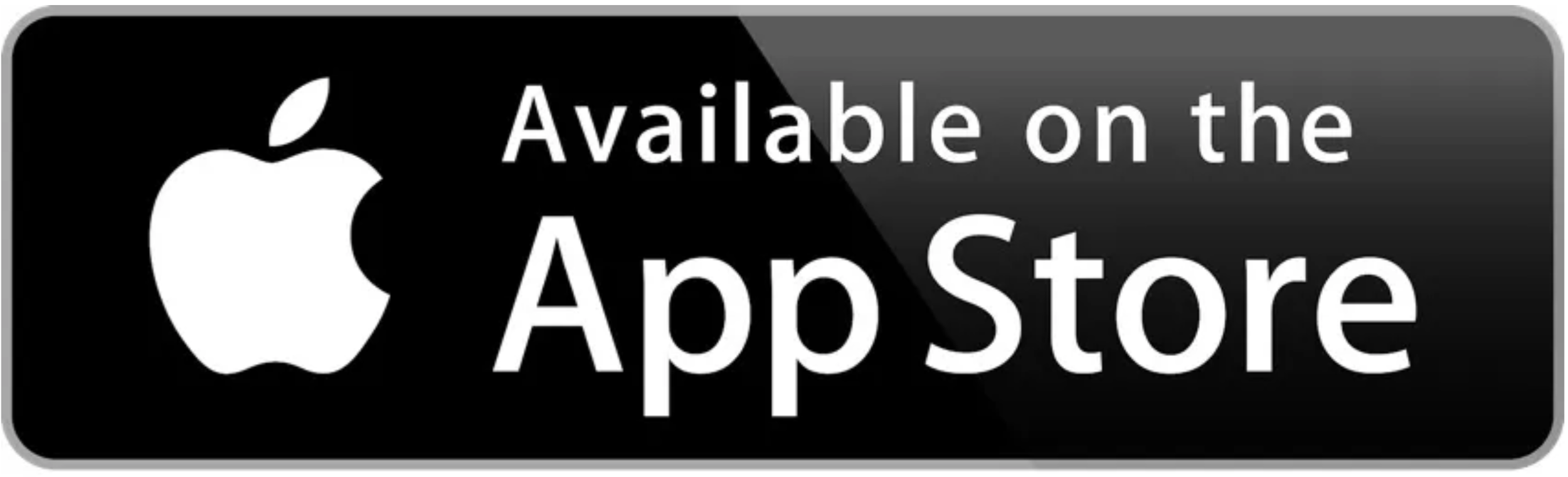 Black and gray button with white text and Apple logo reading "Available on the App Store".