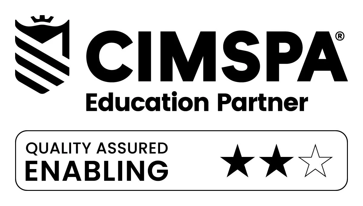 CIMSPA Education Partner quality assured enabling badge with a two-star rating, recognising Pantheon Plymouth's endorsed adaptive training course and commitment to professional fitness education.