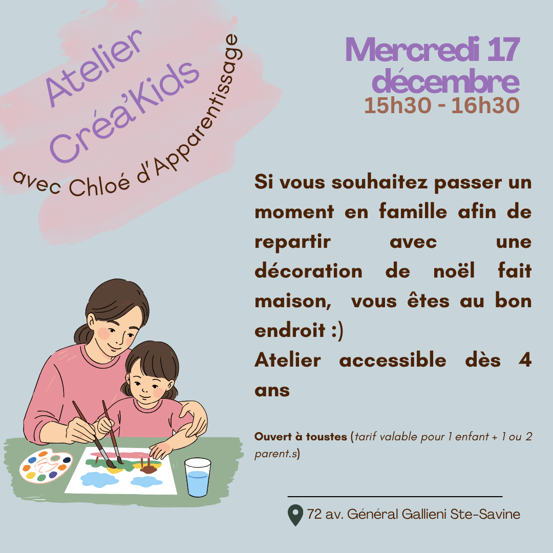 Atelier Créa’Kids - thème de Noël - avec Chloé d’Apparentissage