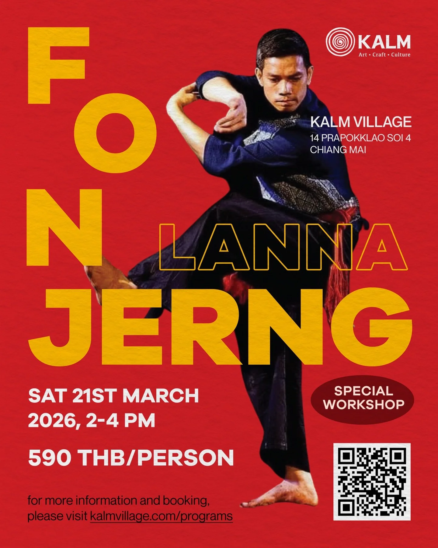 Join Ajarn Saran and us this Saturday for a special workshop exploring Fon Jerng, the ancient martial art of the Lanna Kingdom. All age are welcomed ✨

Passed down through generations, Fon Jerng is blends martial technique with the elegance of dance.