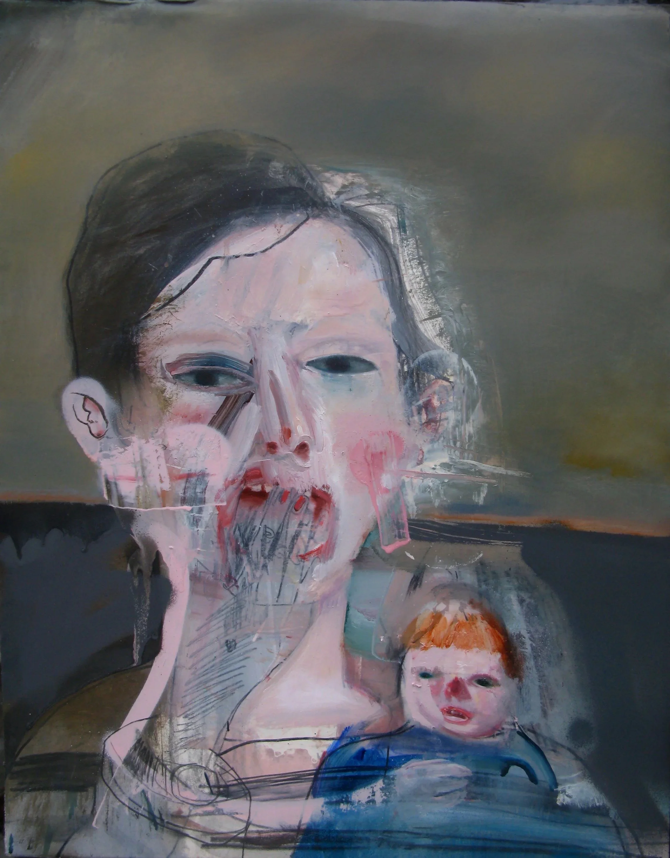 Hand To Mouth

(40cm x 51.5 cm) - Oil & Spray Paint on paper.No longer available 