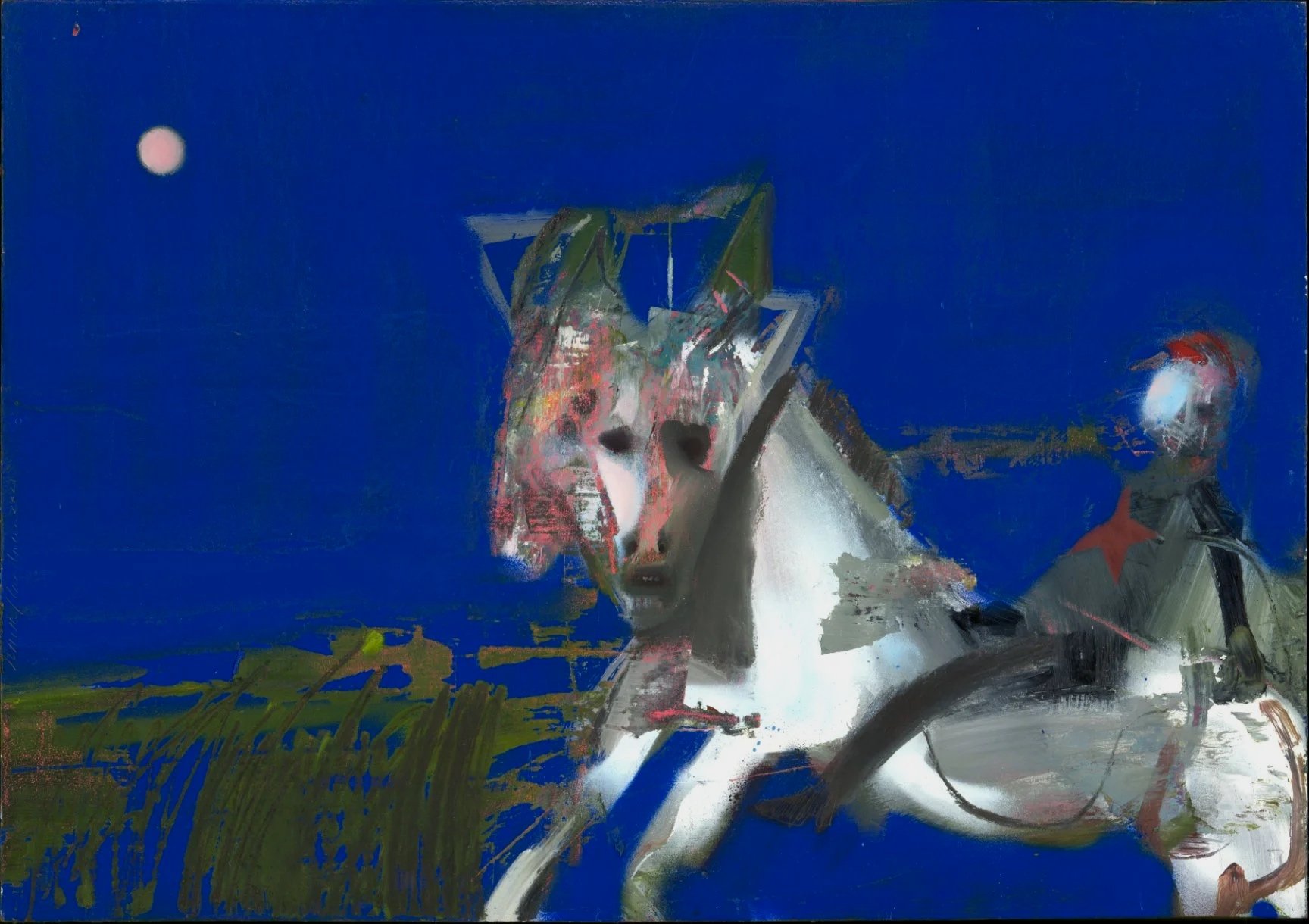 Scar crow Jockey (61cm x 43cm) Oil & Spray paint on board. No longer available 