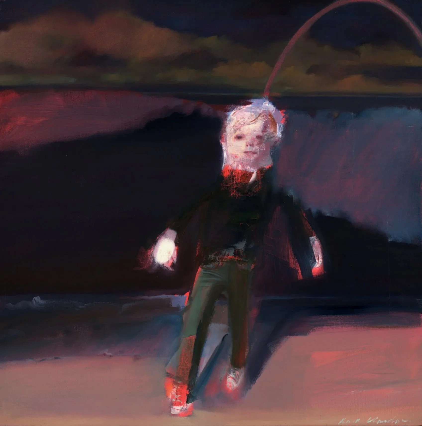 Here comes man ( 61cm x 61cm) - Oil& Spray Paint on board. No longer available 