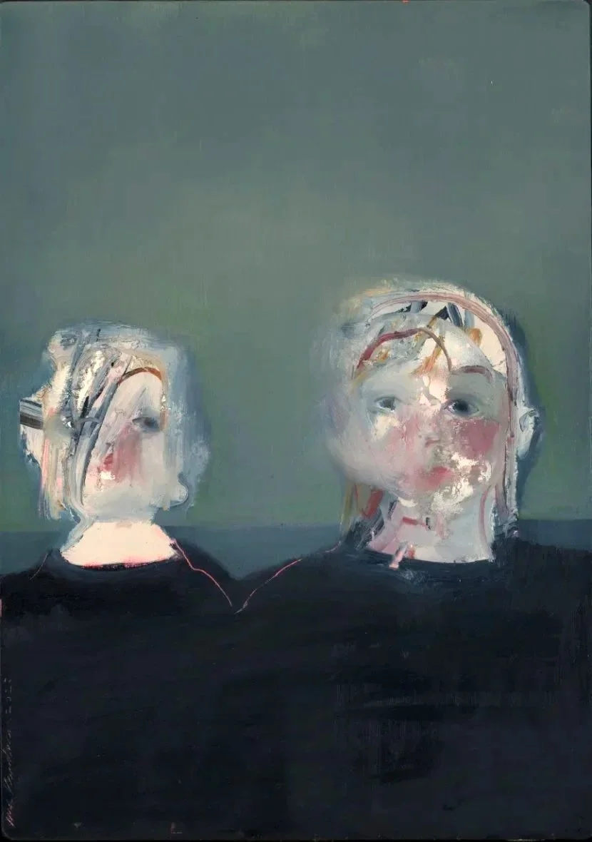 Pause In Talk (41.5cm x 29.5cm) Oil & Spray Paint on board. No longer available 