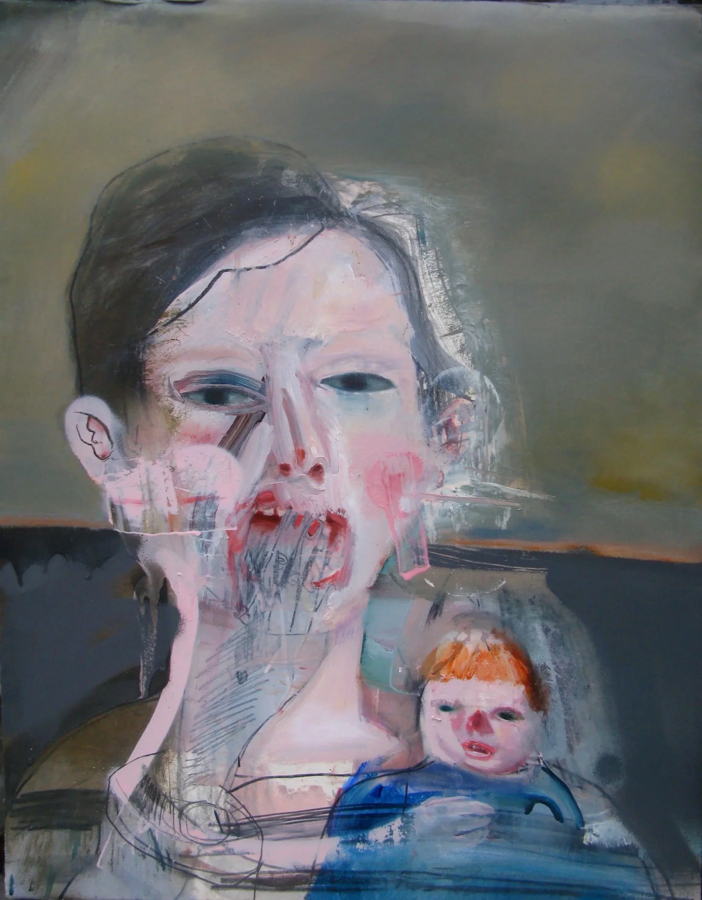 Hand To Mouth

(40cm x 51.5 cm) - Oil & Spray Paint on paper.No longer available 