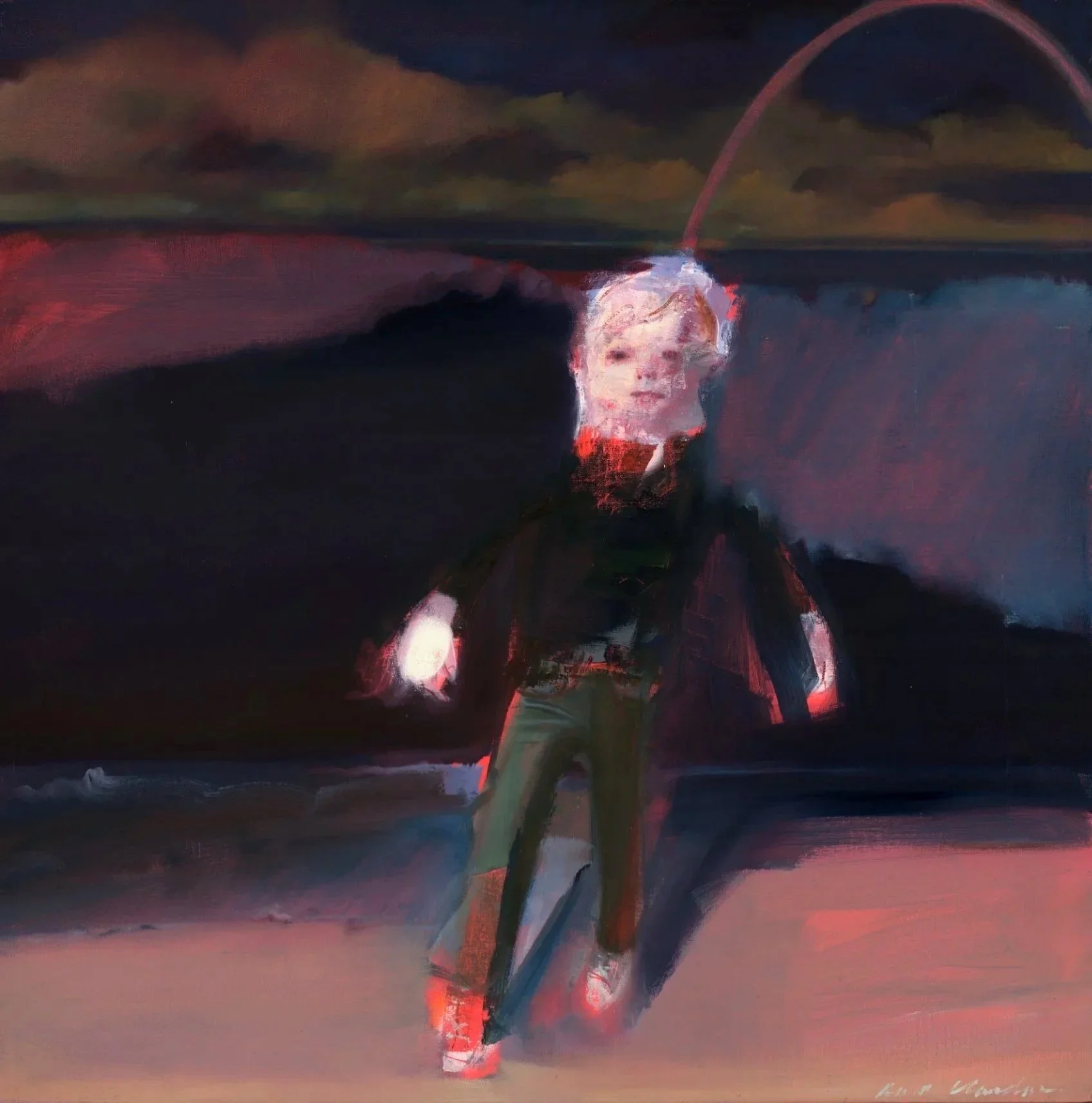 Here comes man ( 61cm x 61cm) - Oil& Spray Paint on board. No longer available 
