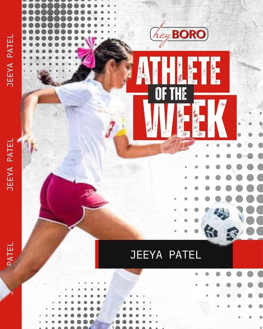 Congratulations to Jeeya Patel from Hillsborough Girls Soccer on being named heyBORO Athlete of the Week!
