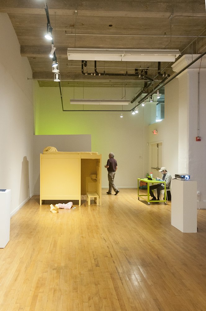  are you listening to me?&nbsp;  Multimedia installation: FOREIGNER neon sign, projector, and black box.&nbsp;  Installation view.&nbsp; 