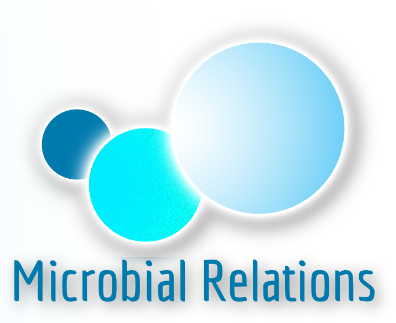 Illustration of three circles and the text 'Microbial Relations'.