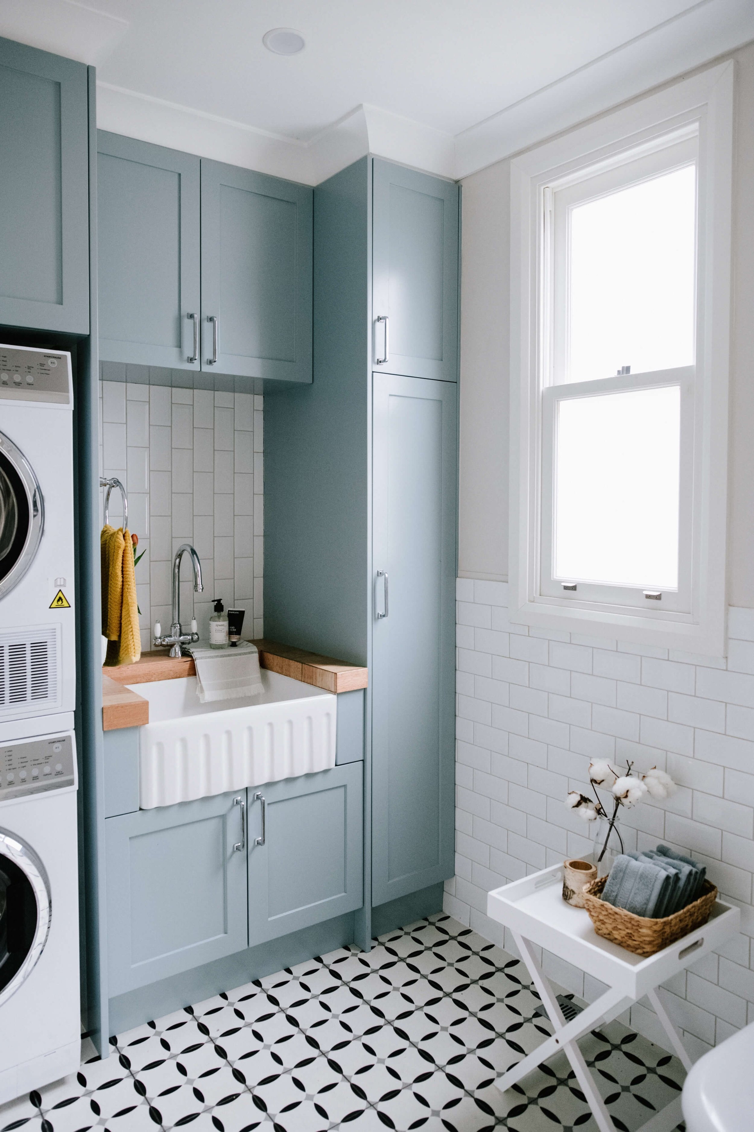 Interior Design - Art deco home styling duck egg blue laundry