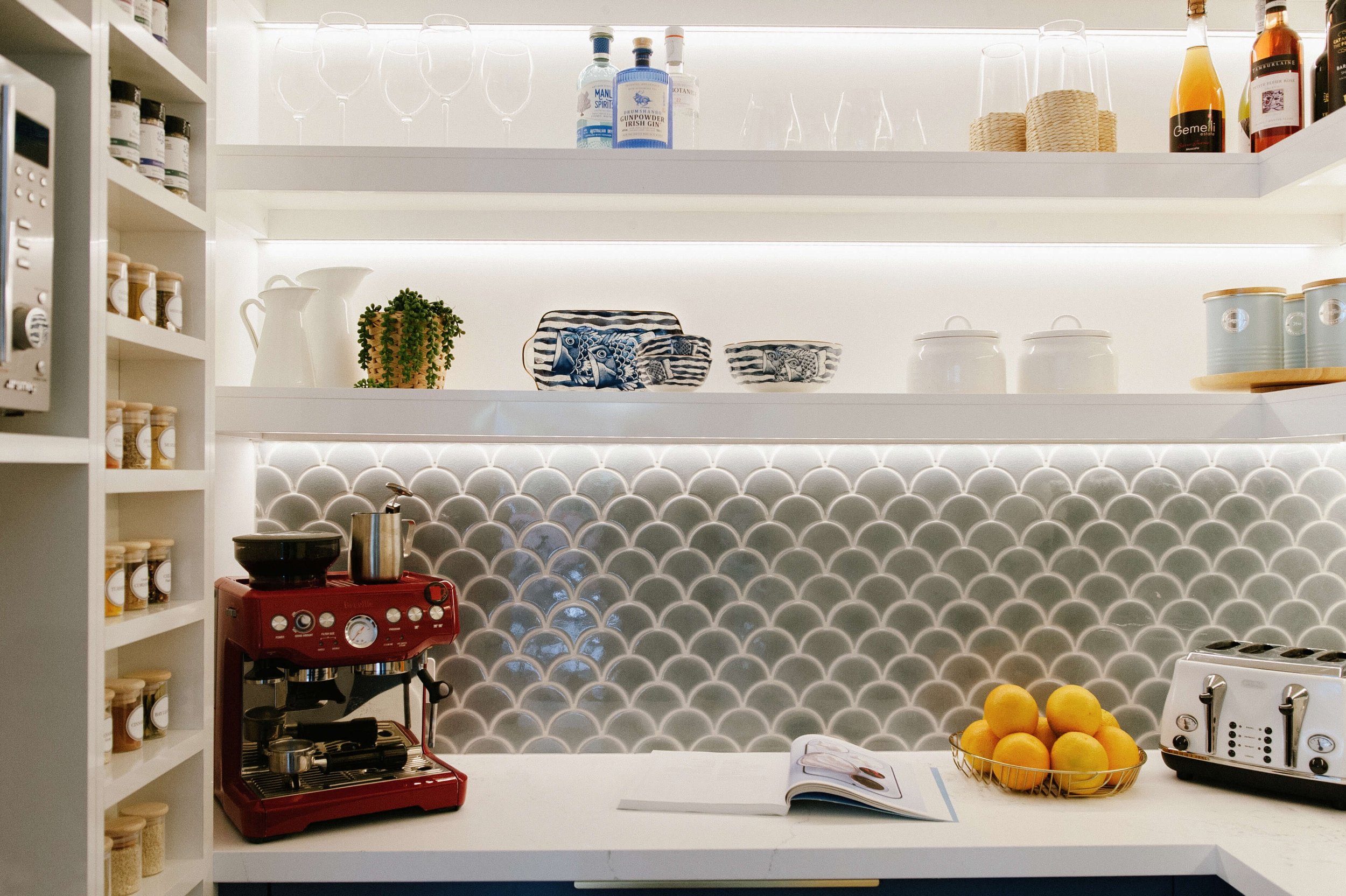 Interior Designer Case Study - Butlers pantry styling grey fish scale tile
