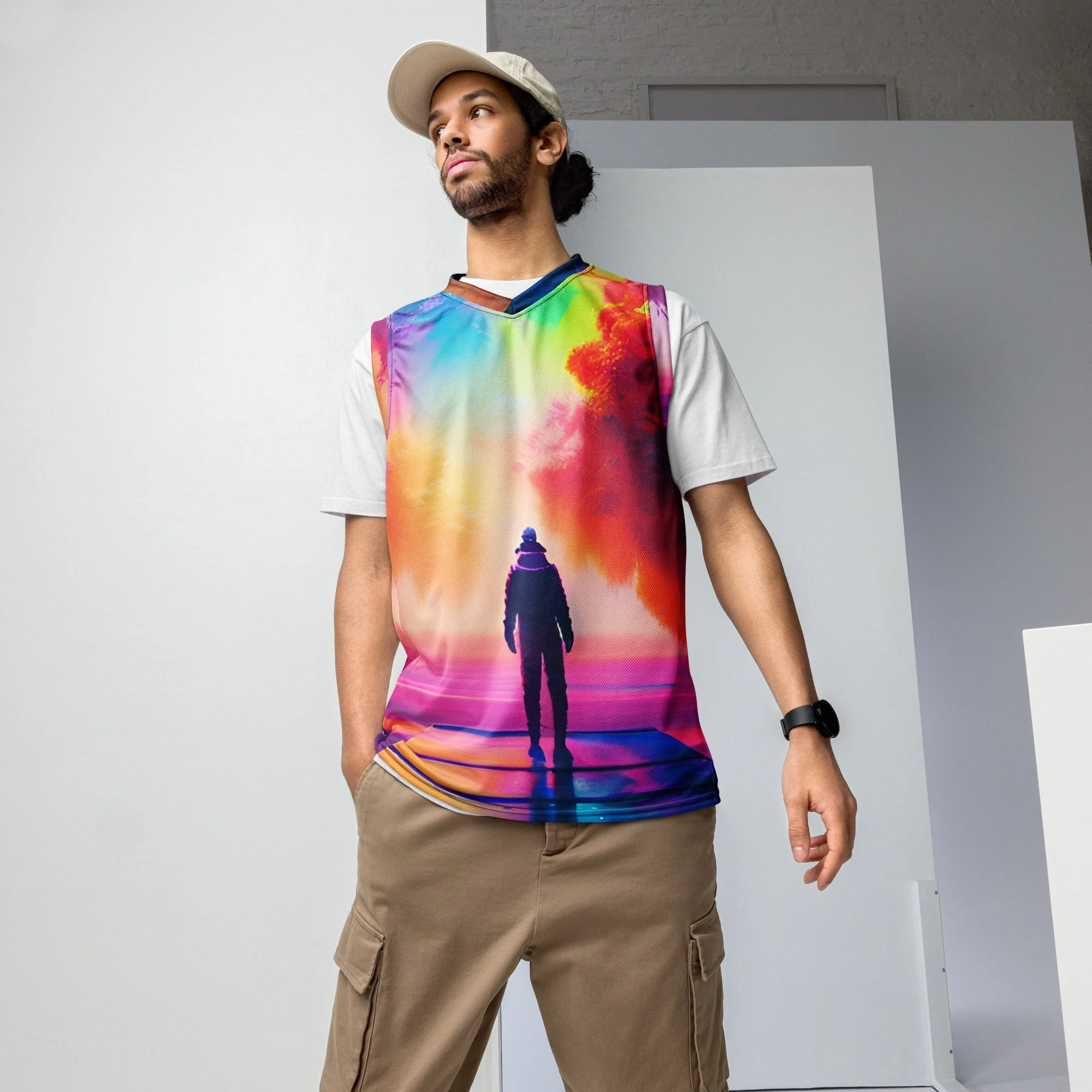 Darbari Color Reflection - Recycled unisex basketball jersey