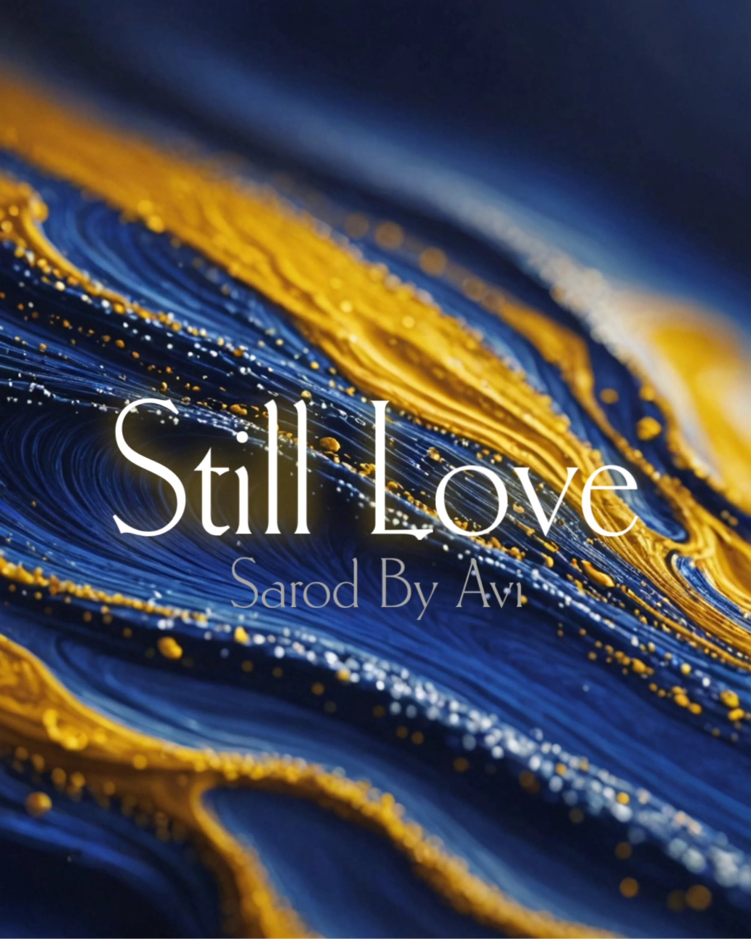 Blue and gold abstract artwork for the Still Love sarod album.