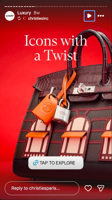 Modern Hermes Birkin handbag in burgundy and brown croc and grainy leather with orange and beige trims to resemble storefront windows.