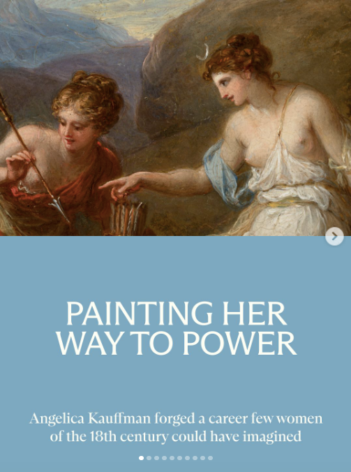 Carousel slide 1 about Angelica Kauffman featuring one of her Neoclassical paintings titled 'Diana before the hunt'
