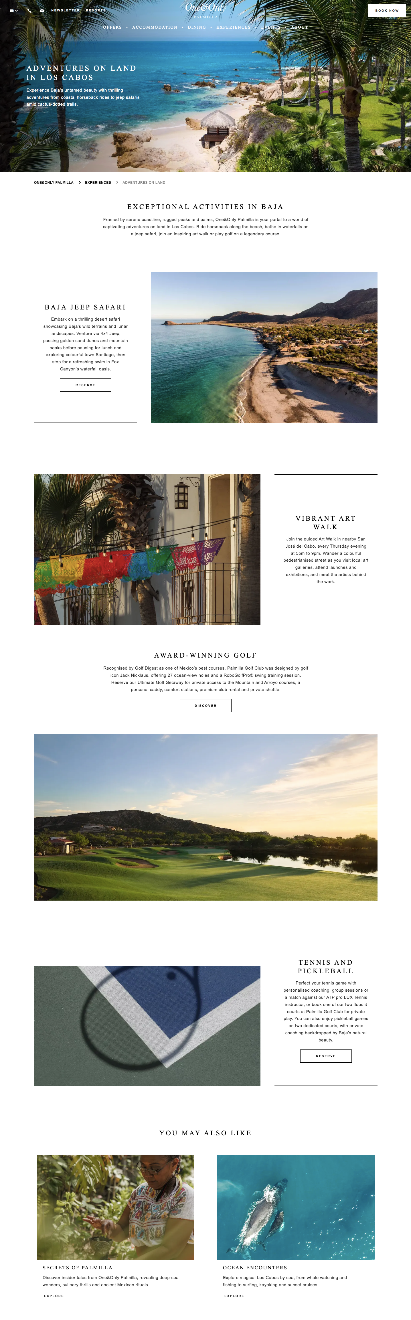 One&Only Palmilla experiences in Los Cabos, Baja Mexico. Adventures on land in Los Cabos.