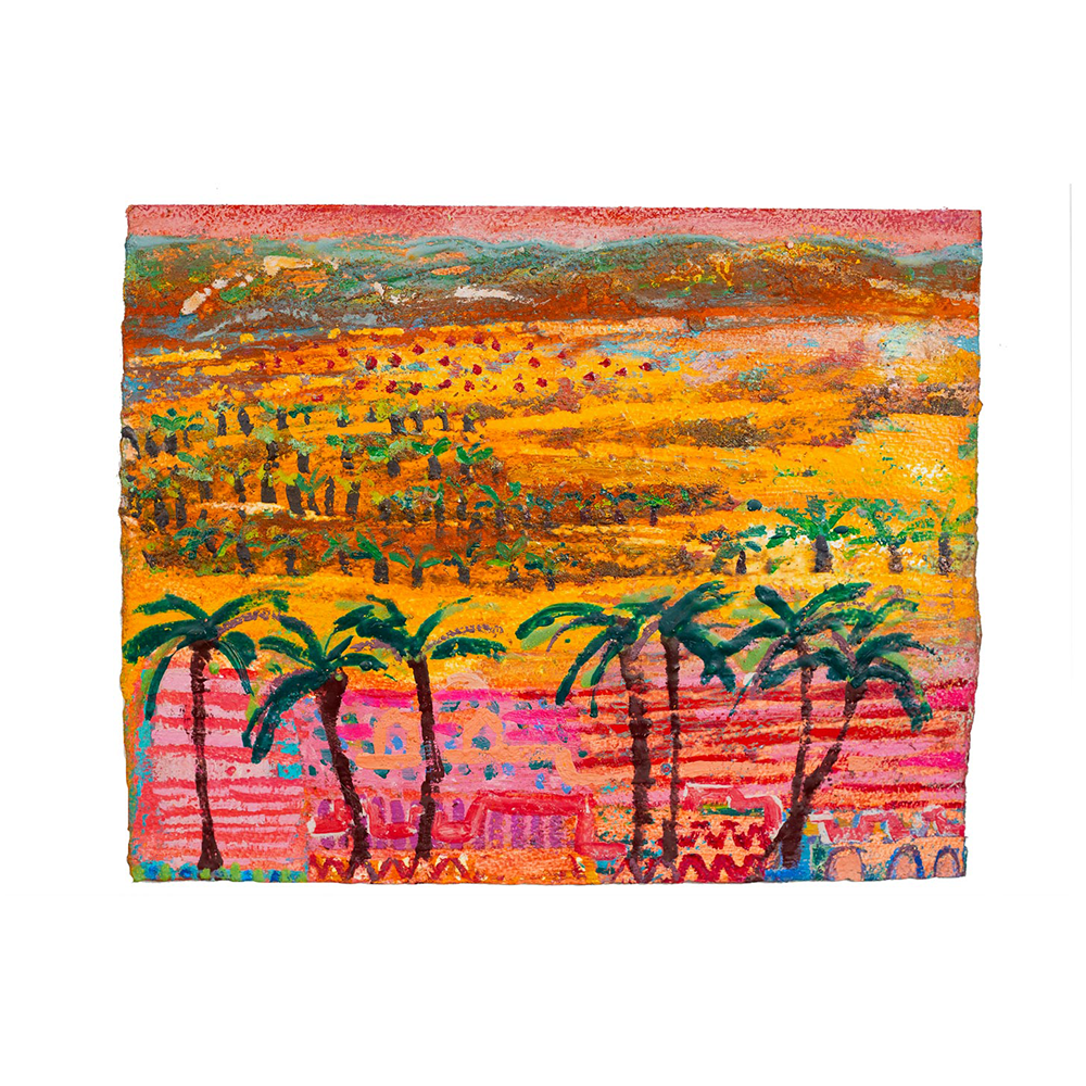 Oasis Sunset 44cm x 35cm Oil and beeswax on paper.png