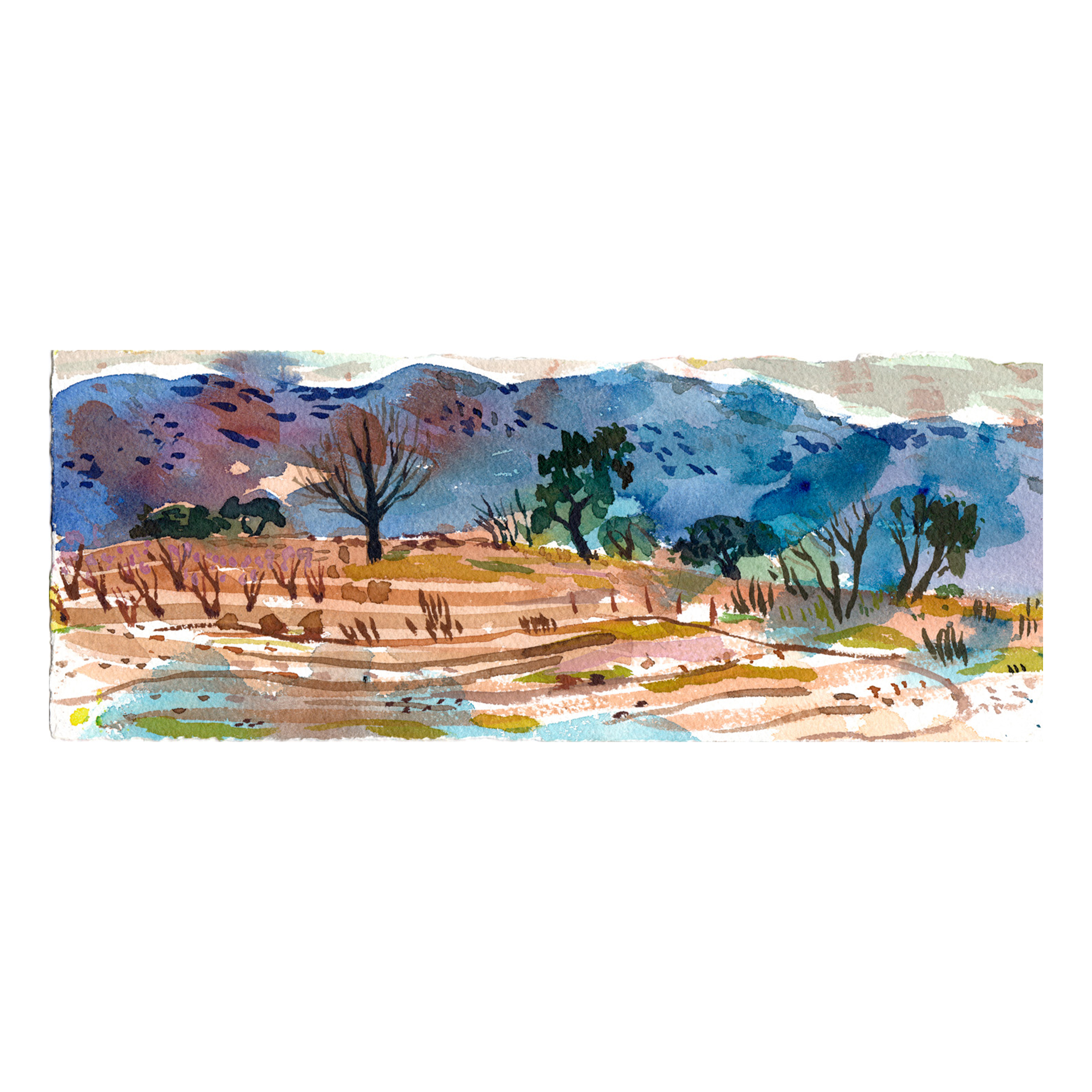 La Taha, Sierra Nevada Watercolour 10cm x 26cm.png