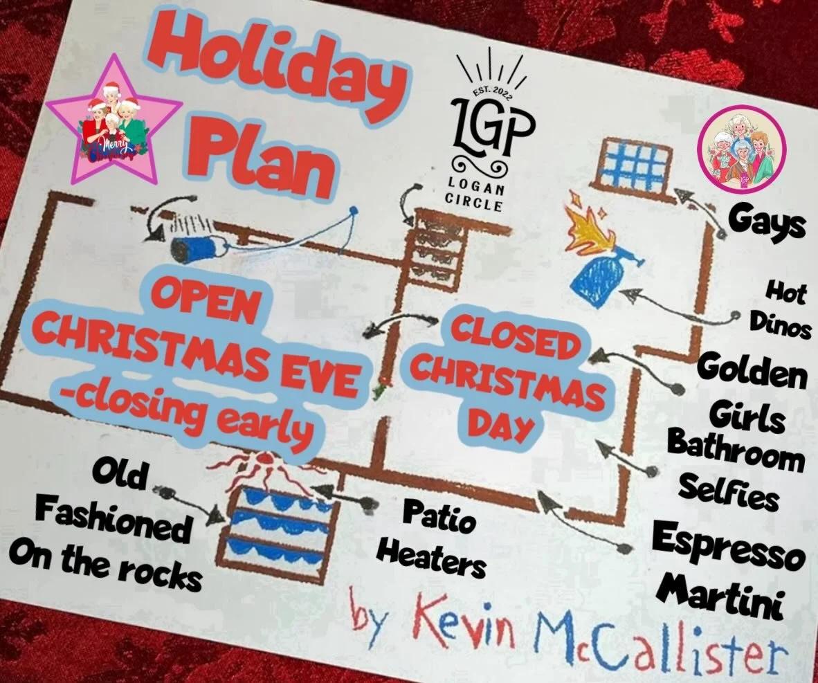 HO HO HOLIDAY HOURS! Join us at 5pm Christmas Eve for a warm drink  or two before Santa slides down your chimneys! 

LGP will be CLOSED Christmas Day 🎅🧑&zwj;🎄🤶, and reopen 12/26! 

Merry Christmas to you all!