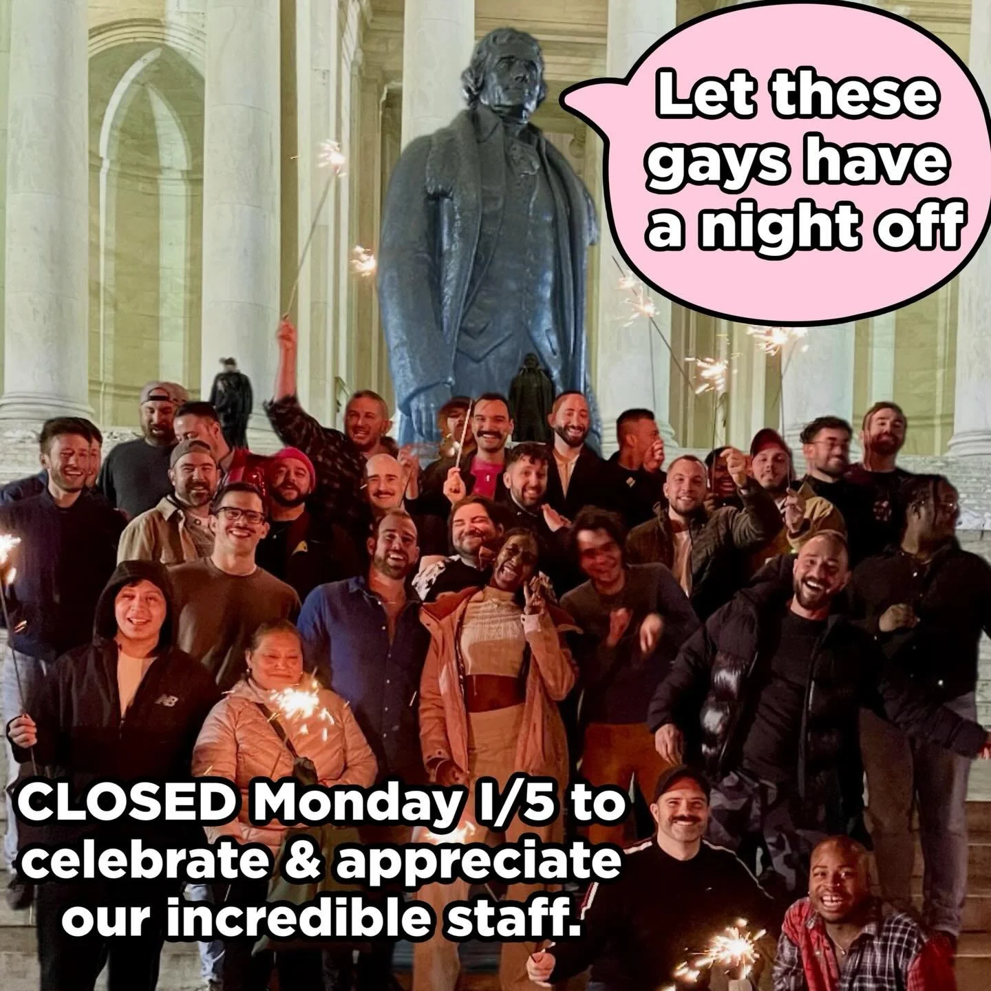 📣 CLOSED TODAY 📣 The Little Gay Pub will be CLOSED Monday 1/5 to honor and celebrate the very best staff in the business! See you all tomorrow with any survivors! 🫠🤣😘