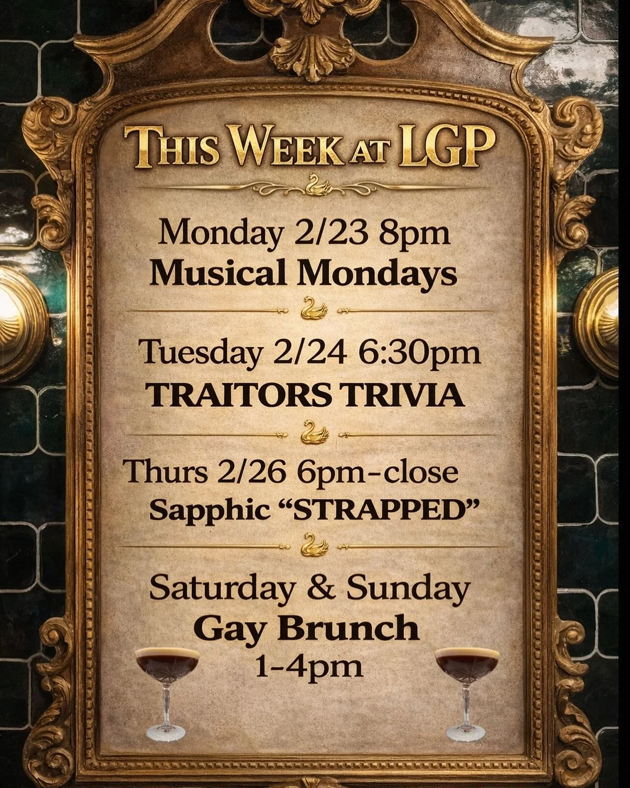 See you this week!!! 🗓️ 🍸