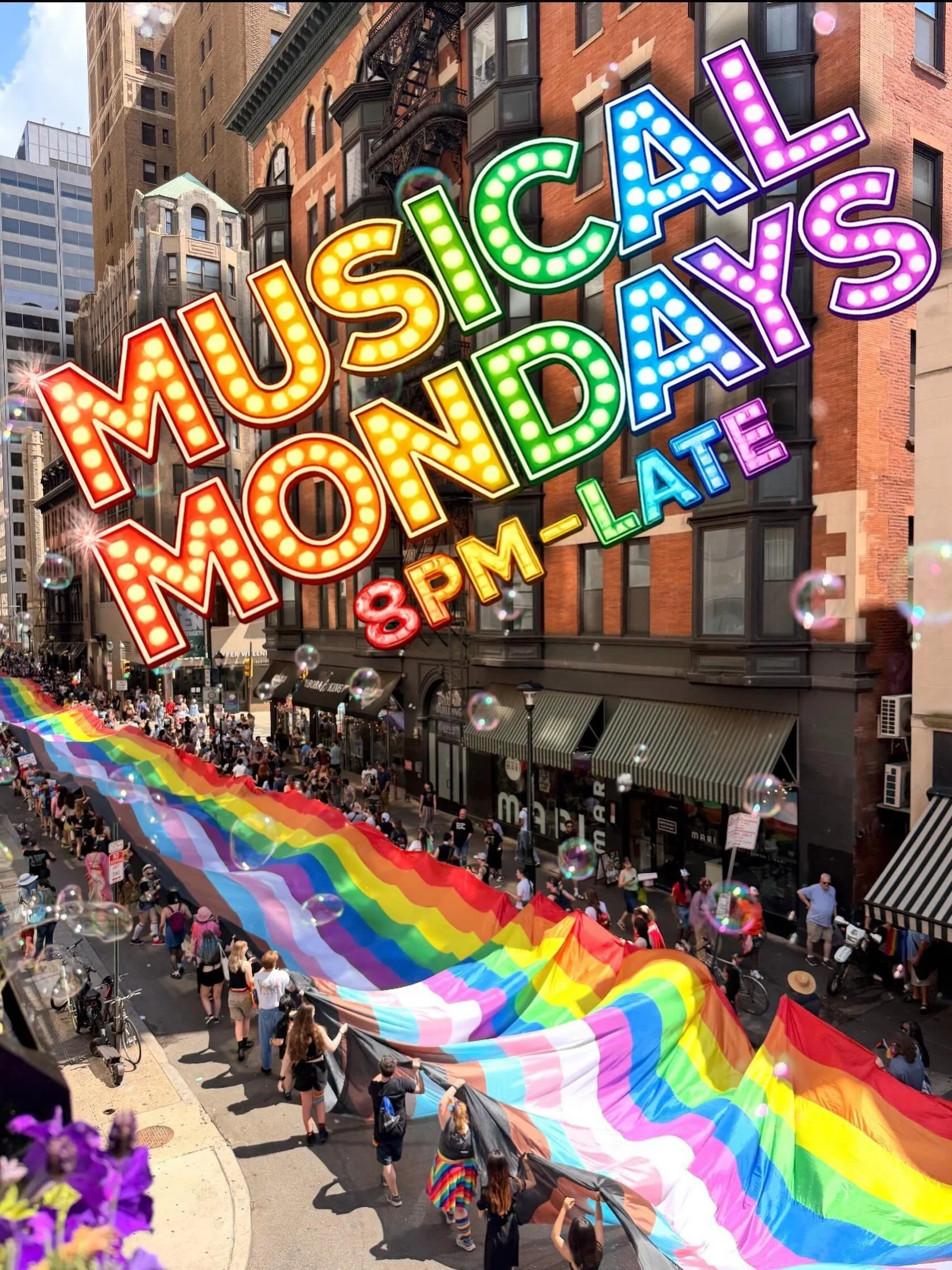 Musical Monday Pride Edition 🏳️&zwj;🌈🏳️&zwj;⚧️🌈✨ Bring what&rsquo;s left of your voices and your best requests! Sing along to the largest collection of showtunes in the city! All request power hour 8-9 ⭐️