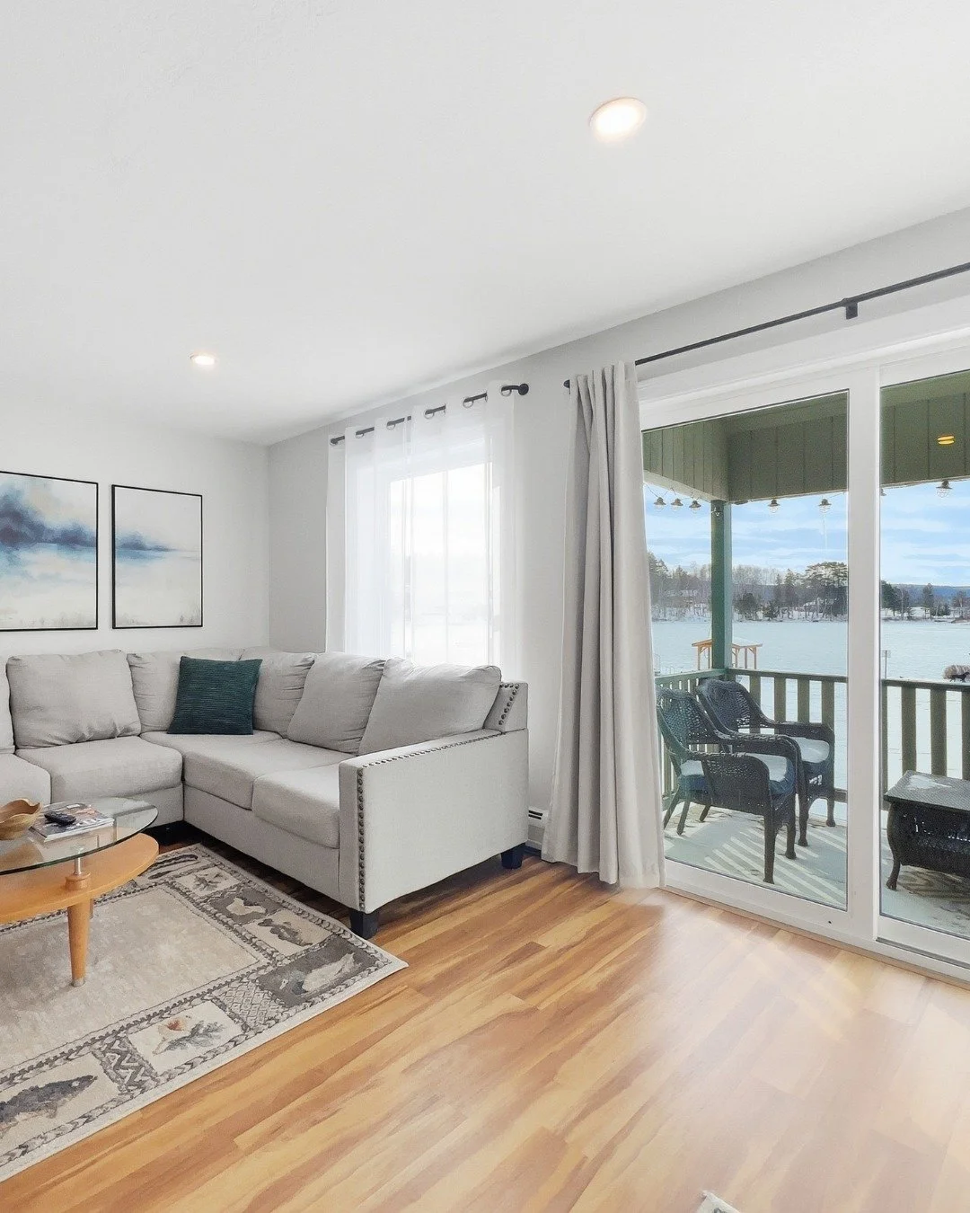 There is something about waking up to a view of Rangeley Lake that just resets the soul. I love how the light pours into this living room at our Birch &amp; Loon property, making it the perfect spot to enjoy a coffee and plan the day&rsquo;s adventur