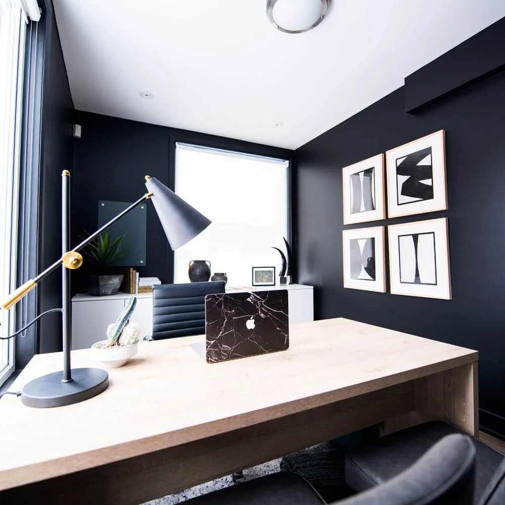 Modern commercial workspace with clean tables