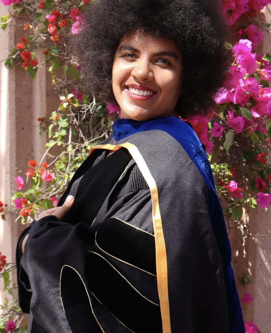 Dr.Solaire Denaud, June 2026 Ph.D. Graduation (picture by Dr. Candice Lyons), at UCSB