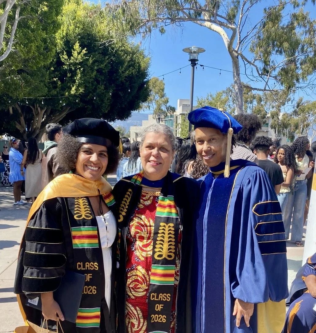 Black Graduation at UCSB, June 2026, Dr.Solaire Denaud, Dr.Claudine Michel, and Dr.Ingrid Banks