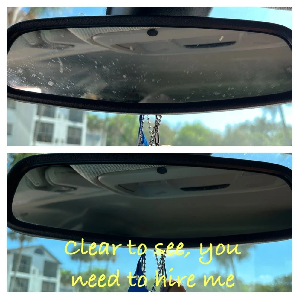Interior clean dirty mirrors before and after