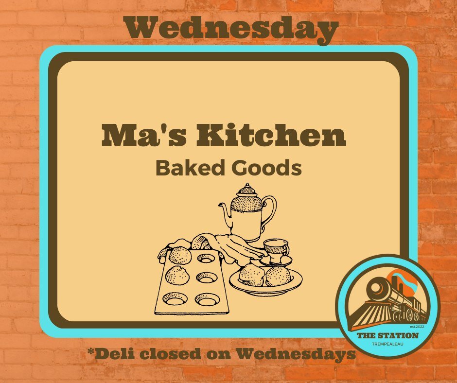 Ma's Kitchen @ The Station is just Ma's Coffee Shop on Wednesdays! We are now open from 6am until 11am on Wednesdays, serving the full coffee shop menu, no deli. Since this is something to celebrate, we've got goodies coming from Lylli &amp; Ivi Cake