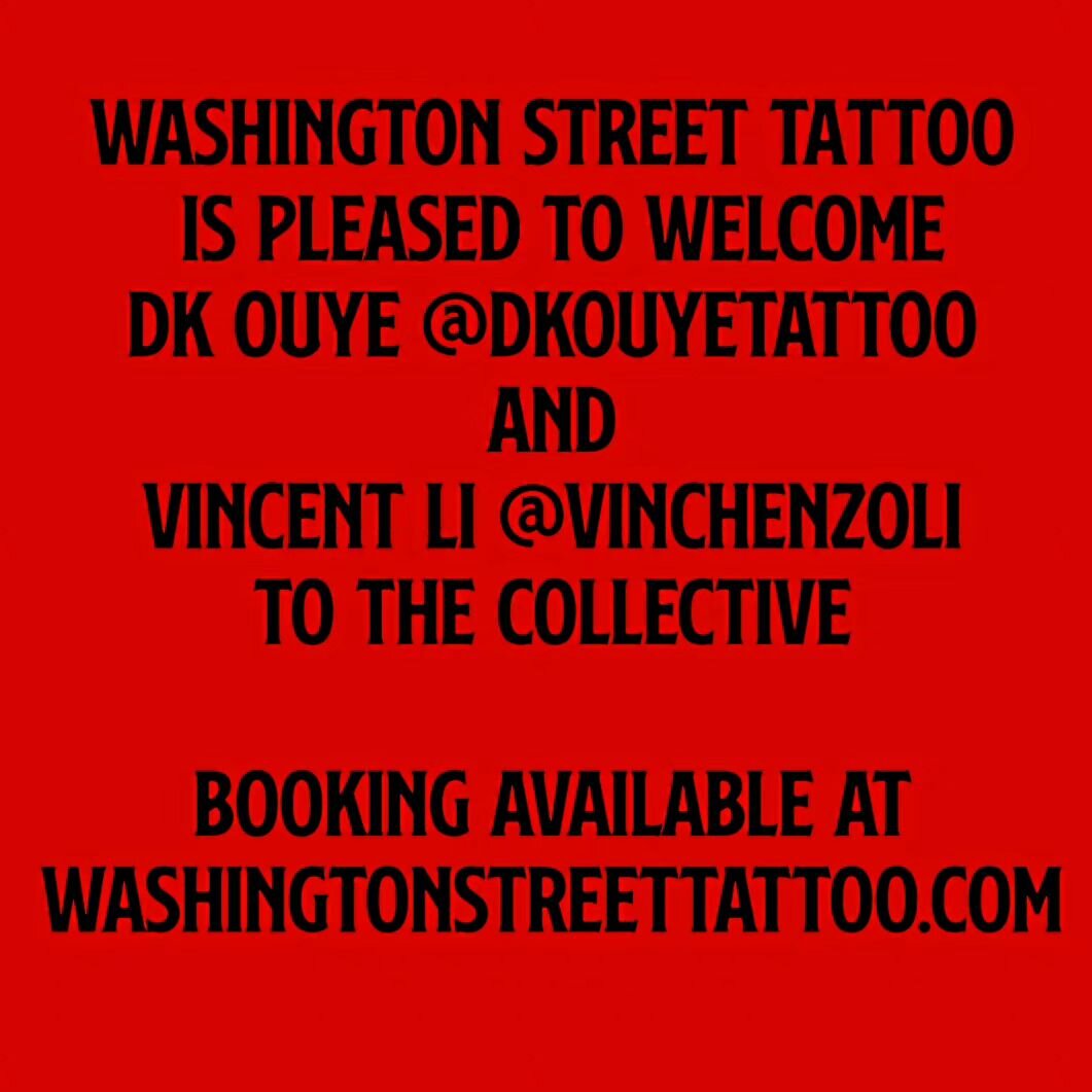 Welcome @dkouyetattoo and @vinchenzoli 
Visit washingtonstreettattoo.com and book something rad today.