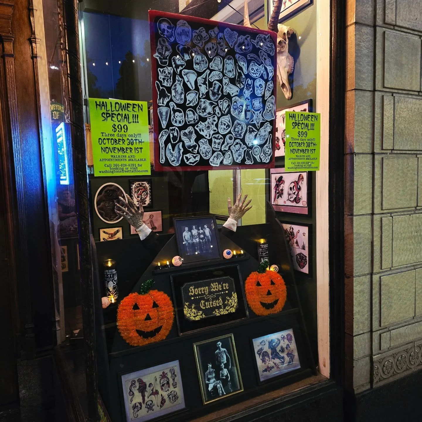 LAST DAY! $99 SPOOKY FLASH! WALK-INS AVAILABLE! FIRST COME, FIRST SERVED!
***CASH ONLY***

#olympiatattoo #olympiawa #flashtattoo #halloweentattoo #downtownolympia
