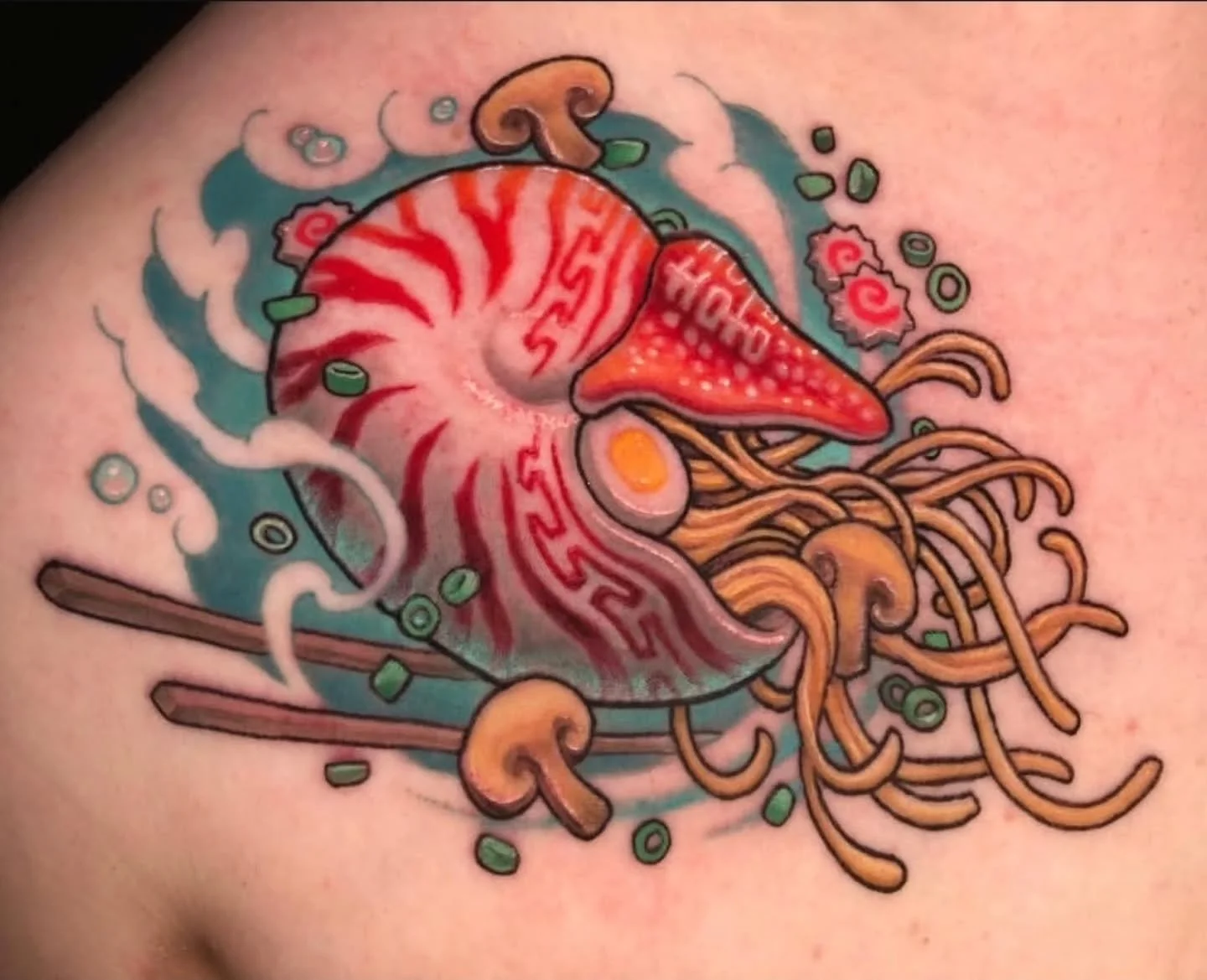 Tattoo by @alanmurrayart 

#ramentattoo #nautilustattoo #newschooltattoo #olympiatattoo #olympiawa