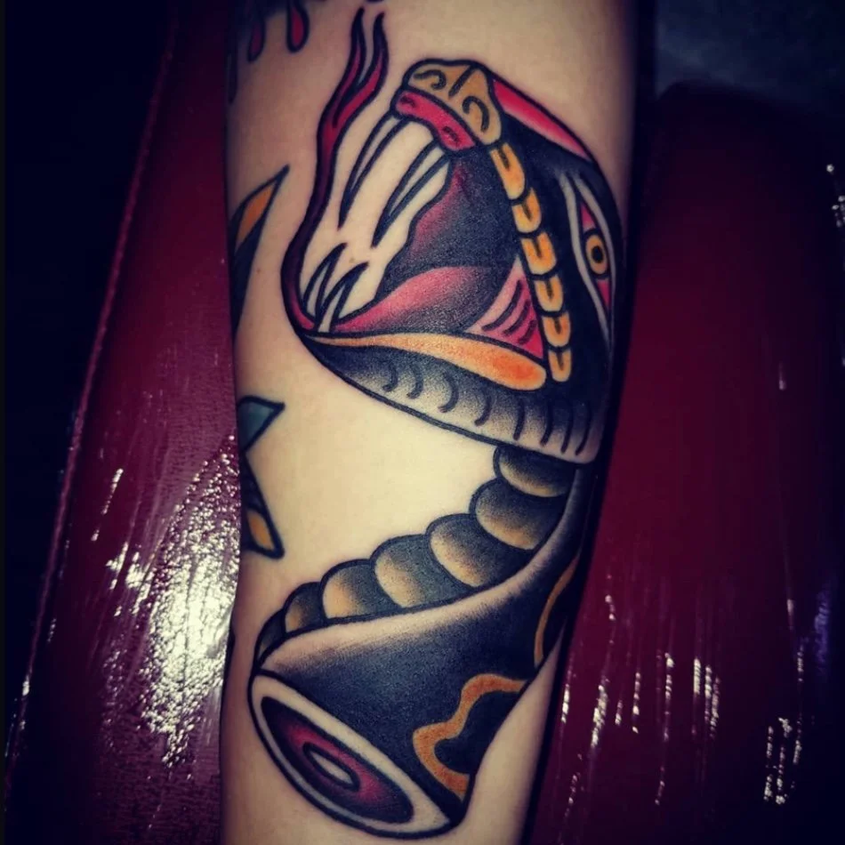 classic traditional snake tattoo