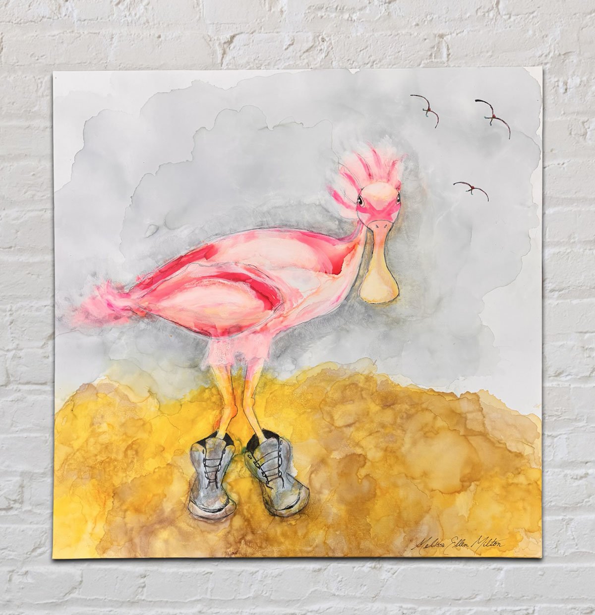 "Boots"  Alcohol inks & acrylic on canvas. 30x30. $550. Duplicate prints start at $40.