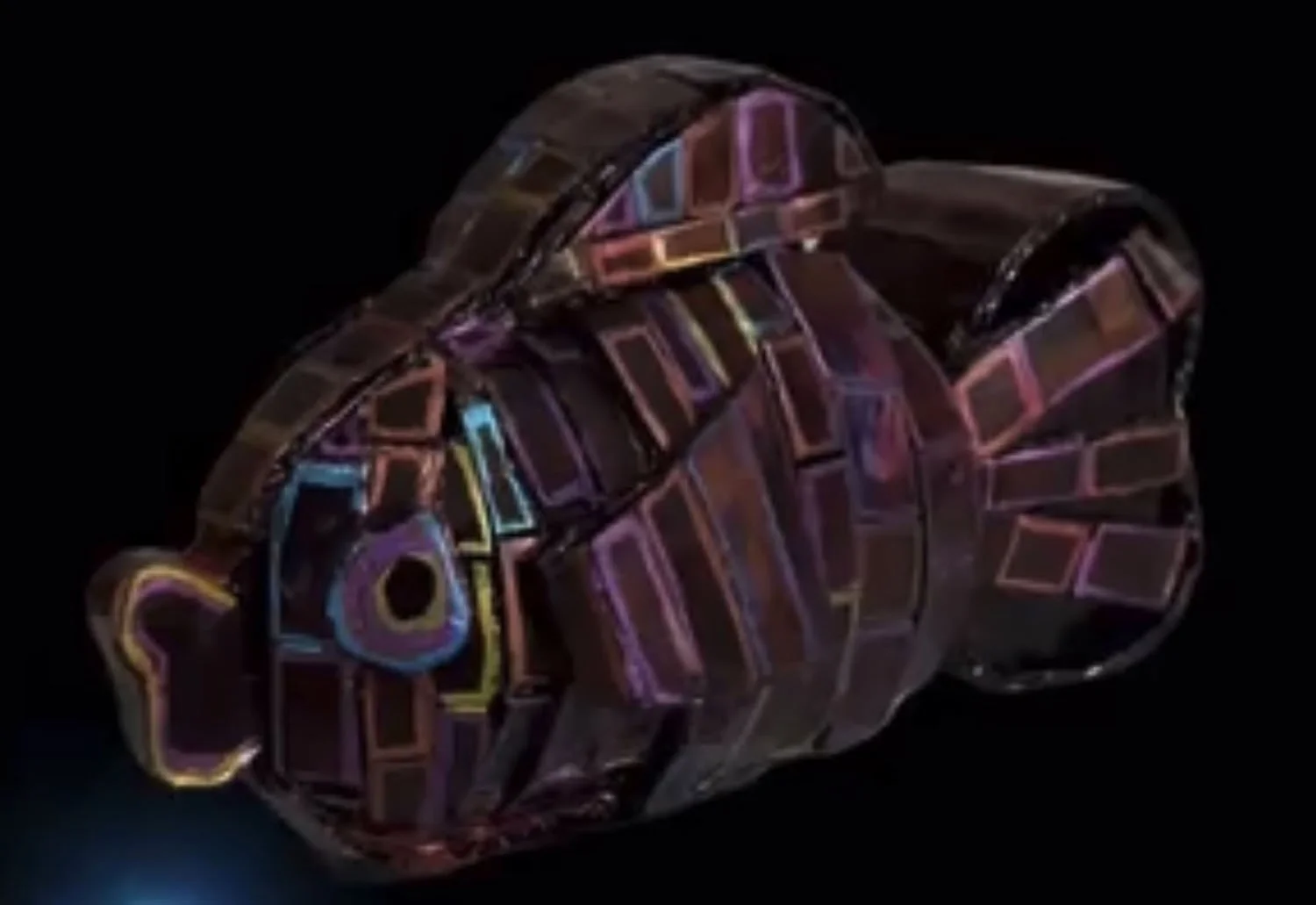 "Black Fish"  Hand made from cardboard boxes, alcohol inks, & acrylic paints. $65  CLICK IMAGE TO SEE VIDEO 360 VIEW