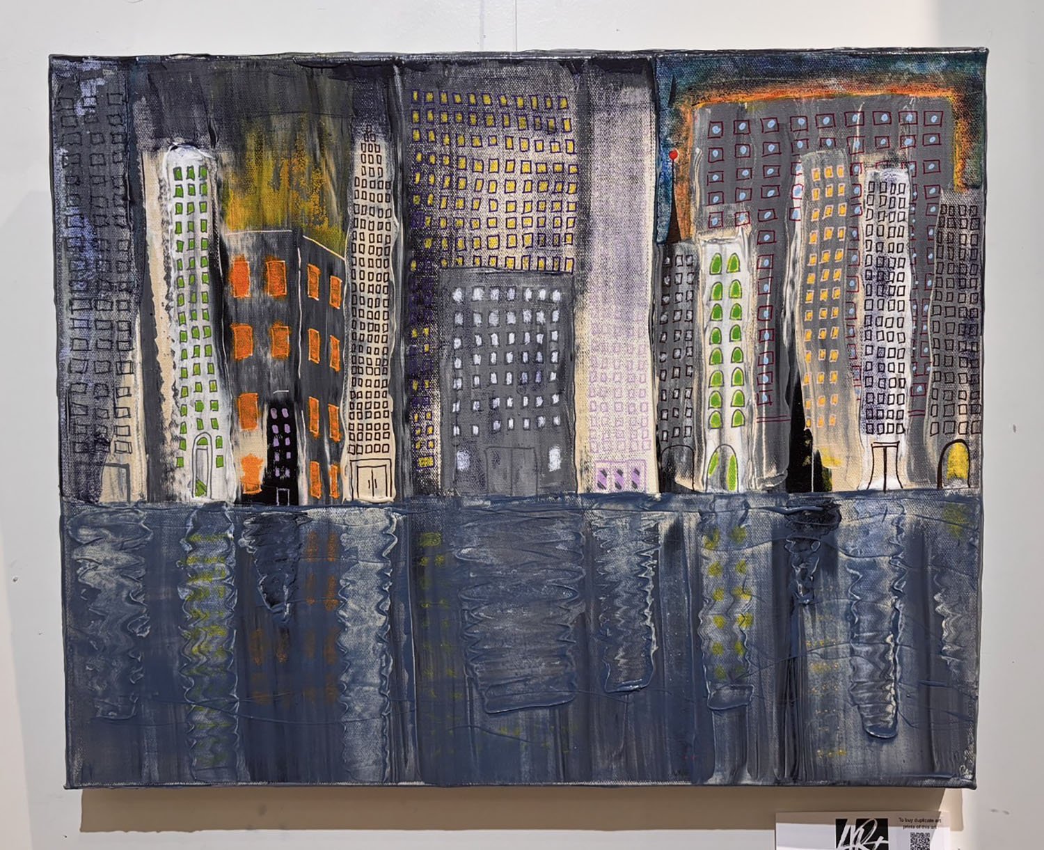 CLICK IMAGE "Saturday Night in the City"  Alcohol inks & acrylic paint on canvas. 16x20. $335. Duplicate prints start at $40