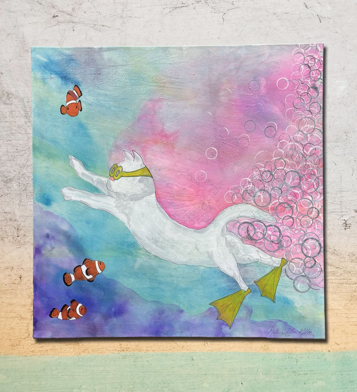 "The Explorer"  Alcohol inks & acrylic on canvas. 30x30. $550. Duplicate prints start at $40.