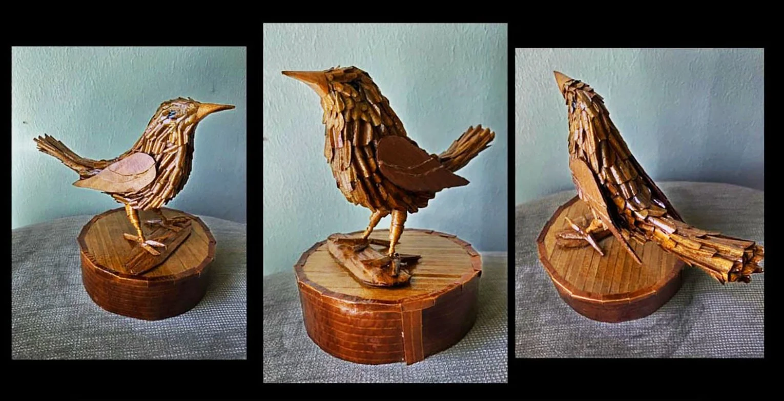 "Songbird"  This Mixed Media sculpture already has an owner. It is from before I began coloring my sculptures.