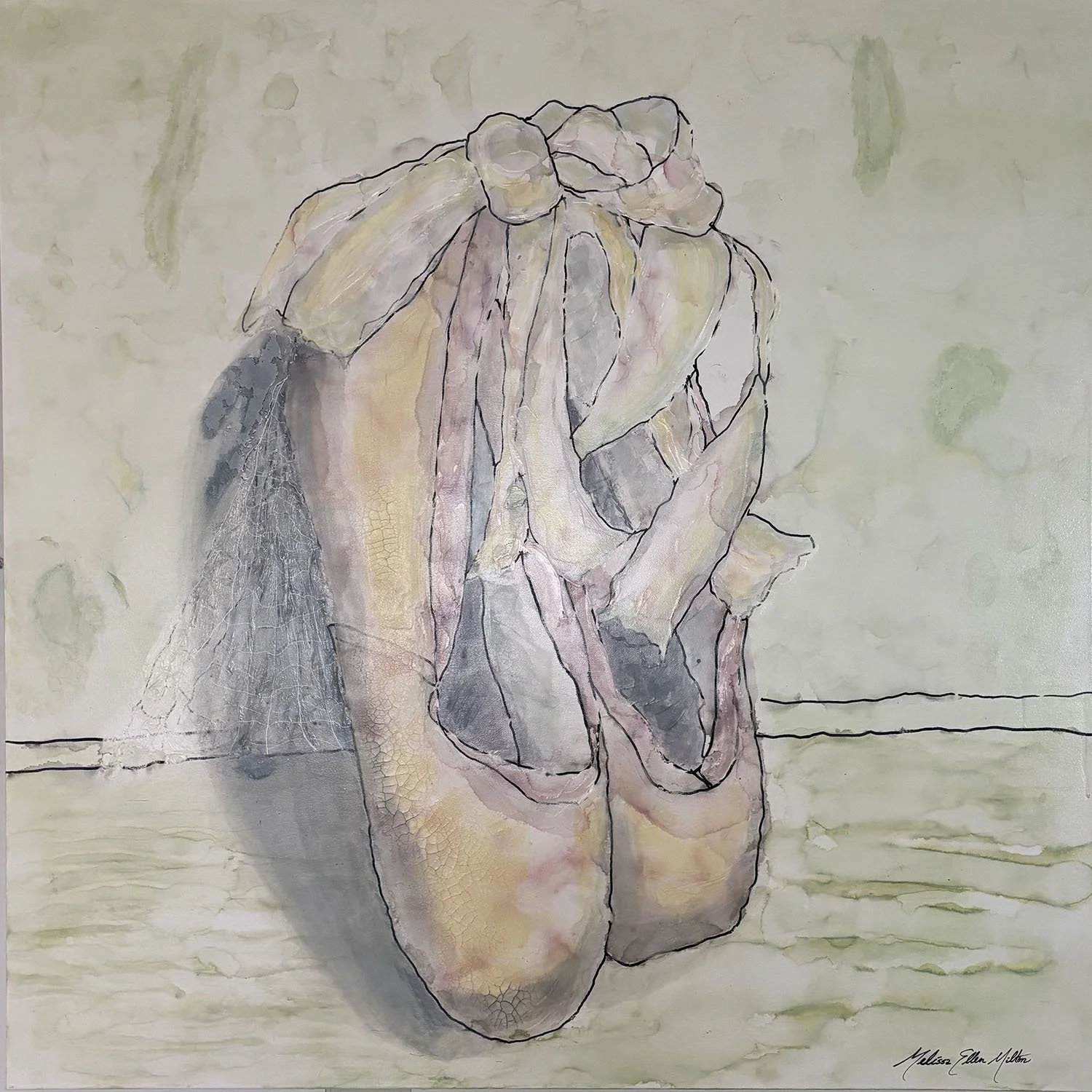 "It's Been Awhile" Alcohol ink and acrylic paint on 36" x 36" canvas. $1,800. Available as an art print starting at $40 (click "Art Prints" link at top of this page). CLICK IMAGE TO SEE VIDEO CLOSE UPS