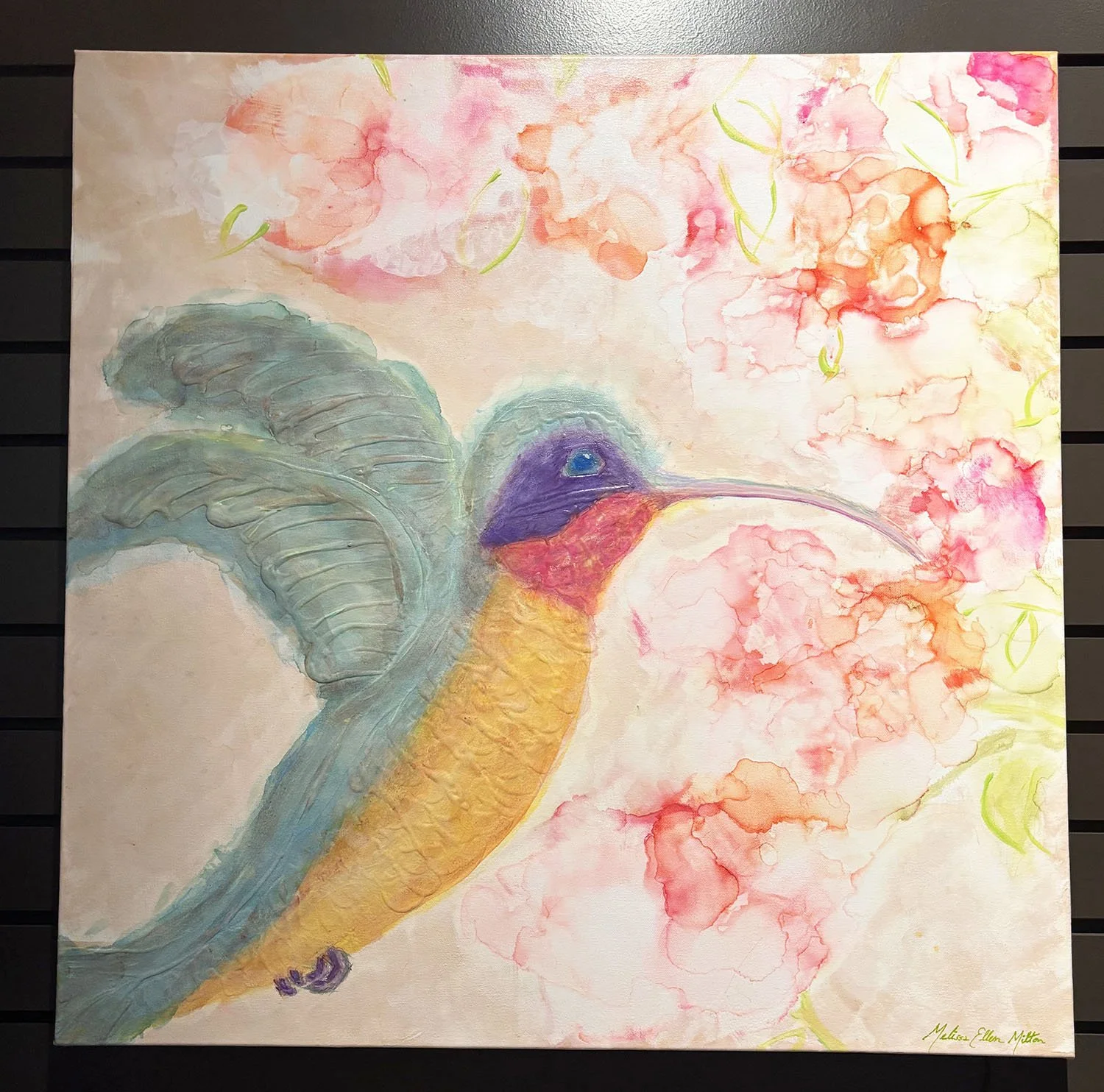 CLICK IMAGE  "Humming Along"  Alcohol inks & acrylic on canvas. 30x30. $450. Duplicate prints start at $40.
